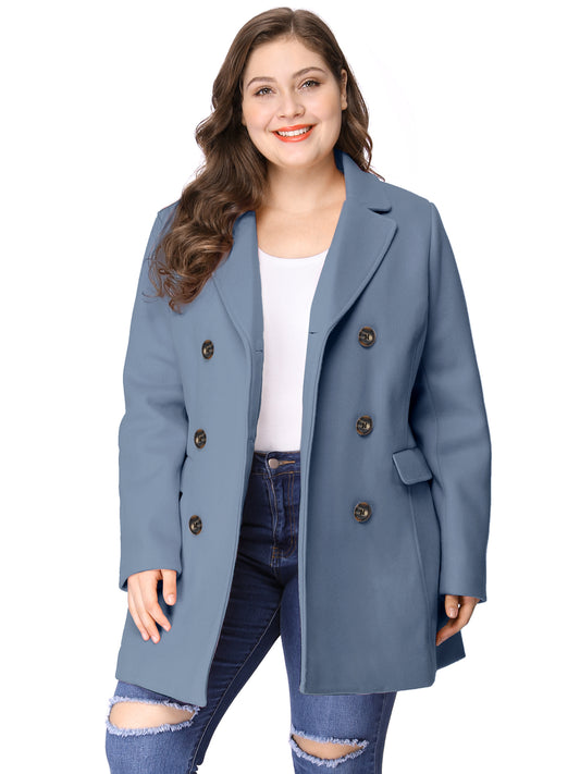 Women's Plus Size Notched Lapel Double Breasted Coat