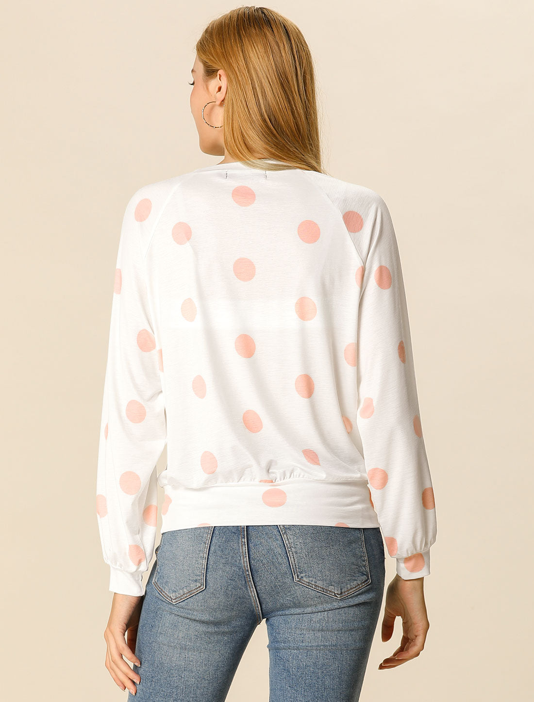 Women's Long Sleeves T-shirt Casual Polka Dots Top