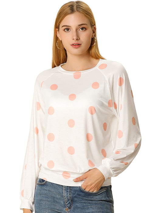 Women's Long Sleeves T-shirt Casual Polka Dots Top