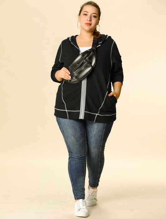 Women's Plus Size Jacket Zip Front Long Sleeve with Pockets Hoodie Jackets