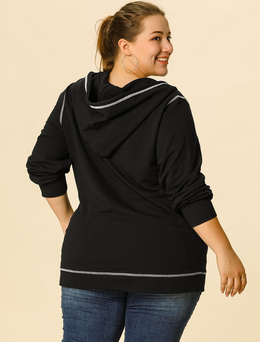 Women's Plus Size Jacket Zip Front Long Sleeve with Pockets Hoodie Jackets