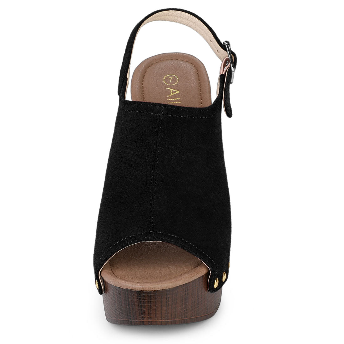 Sandalias de tacón grueso con plataforma y tira trasera para mujer