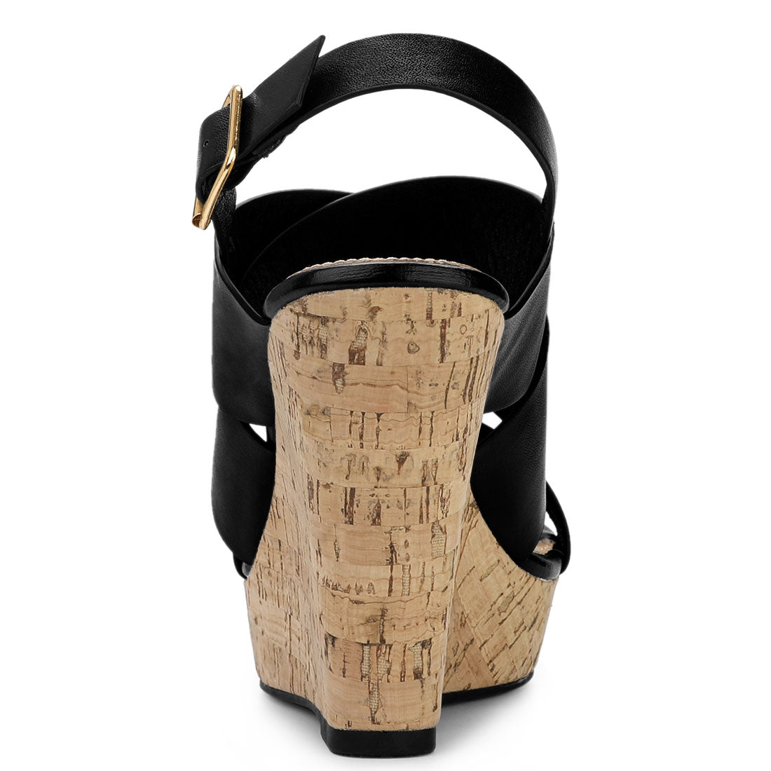 Women's Wood Decoration Strappy Platform Wedge Sandals