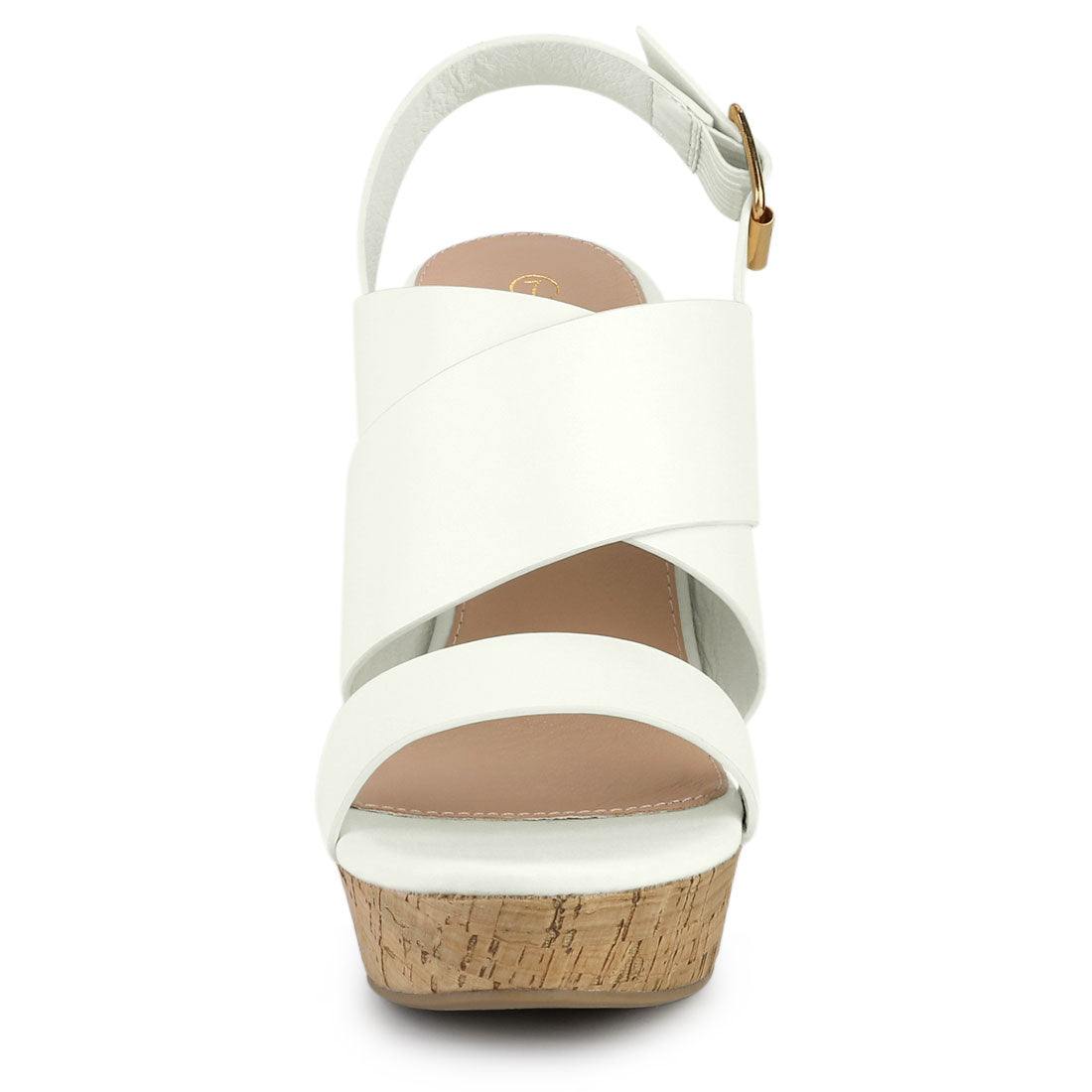 Women's Wood Decoration Strappy Platform Wedge Sandals