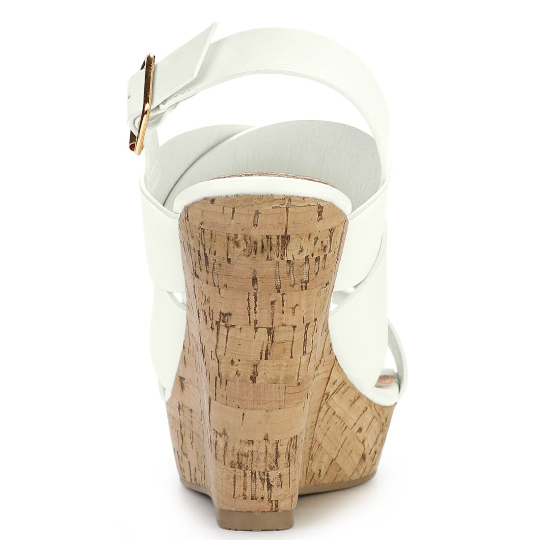 Women's Wood Decoration Strappy Platform Wedge Sandals