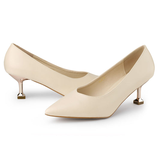 Zapatos de tacón bajo con punta puntiaguda para mujer