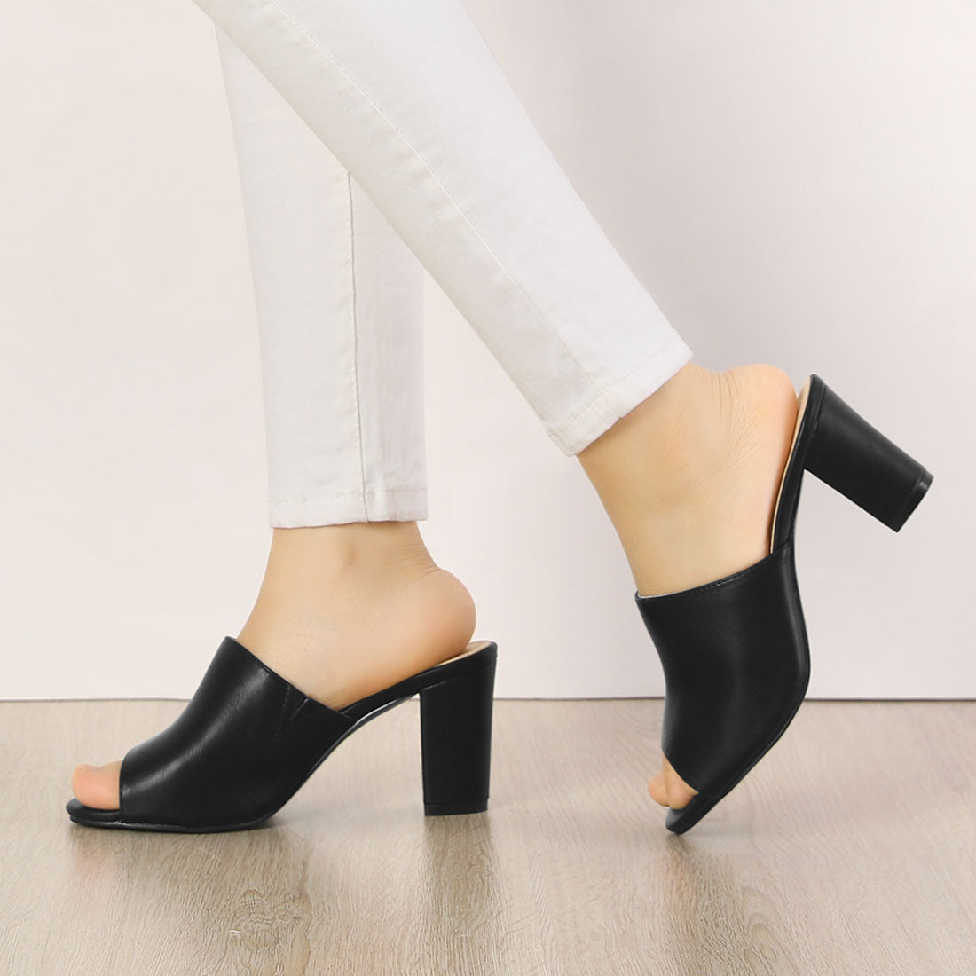Sandalias de tacón cuadrado sin cordones para mujer