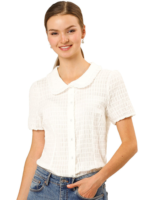 Women's Sweet Peter Pan Collar Button Down Shirt