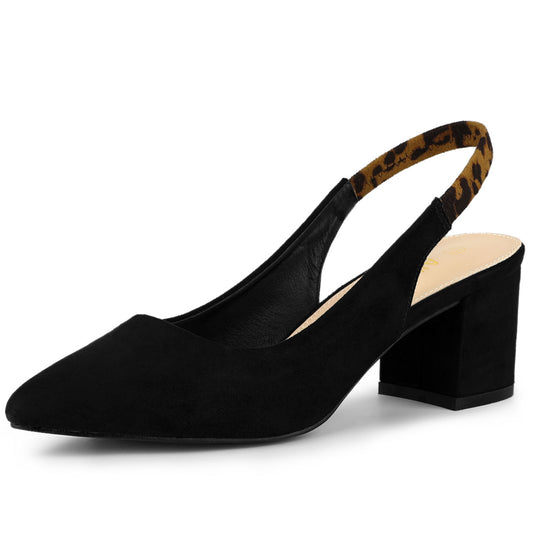 Zapatos de tacón de bloque con punta puntiaguda para mujer