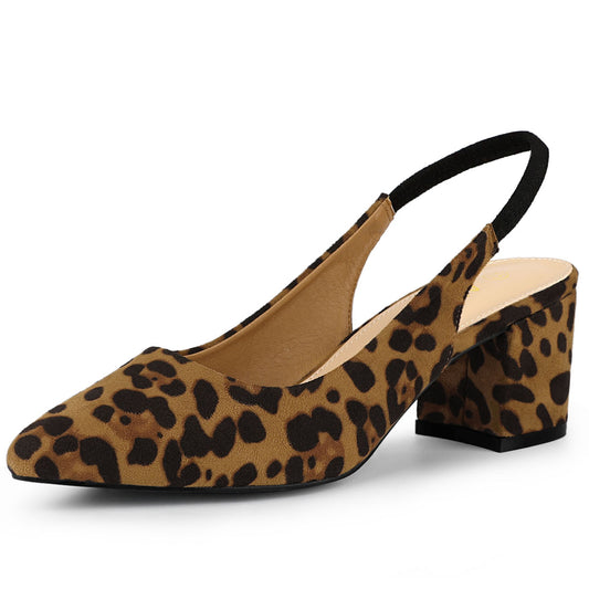 Zapatos de tacón de bloque con punta puntiaguda para mujer