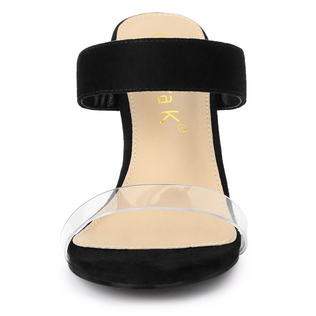Sandalias de tacón de aguja con tiras transparentes para mujer