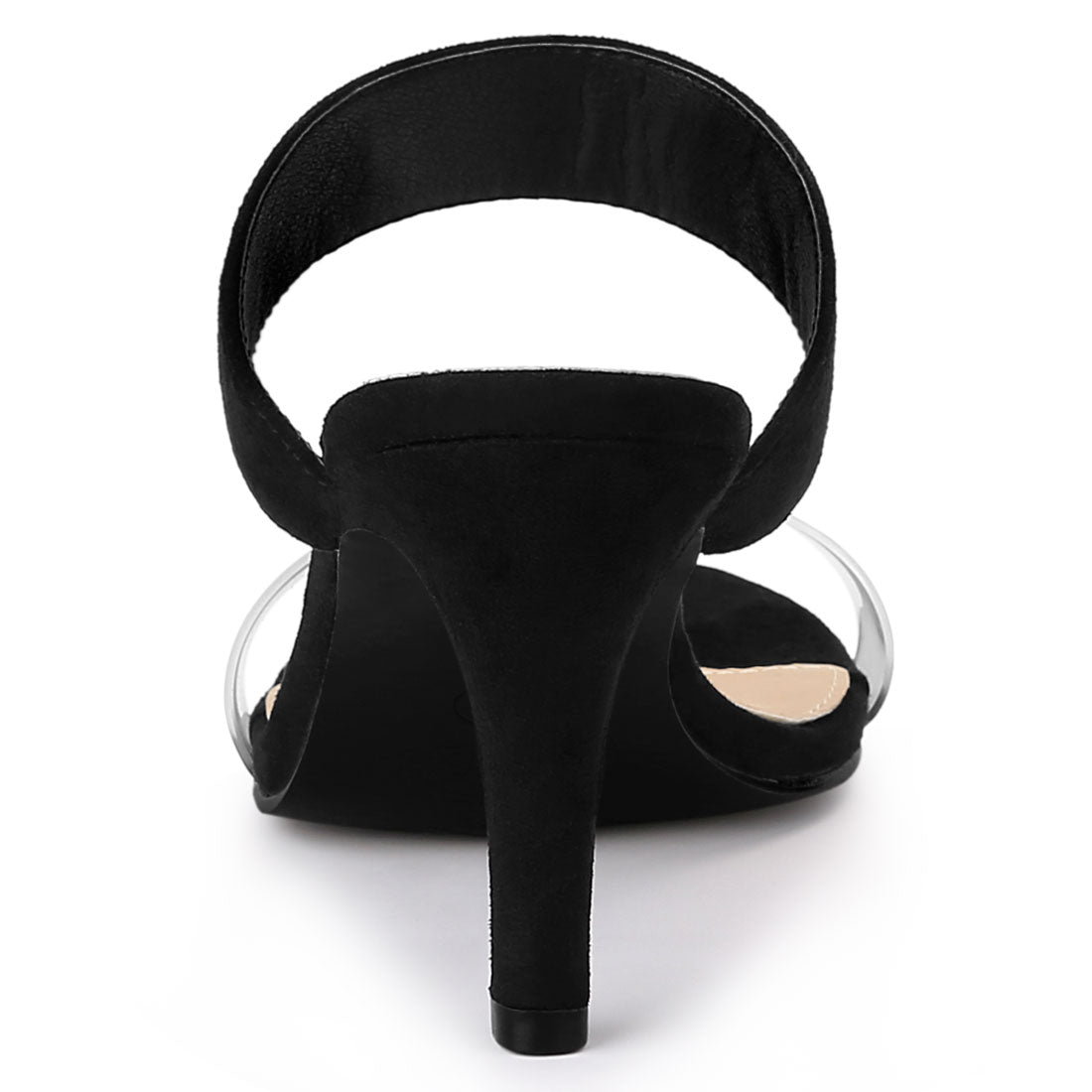 Sandalias de tacón de aguja con tiras transparentes para mujer