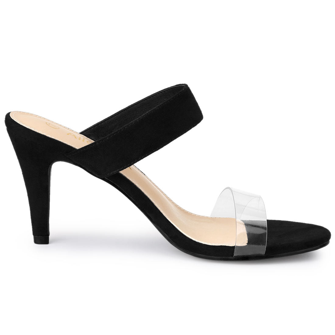 Sandalias de tacón de aguja con tiras transparentes para mujer