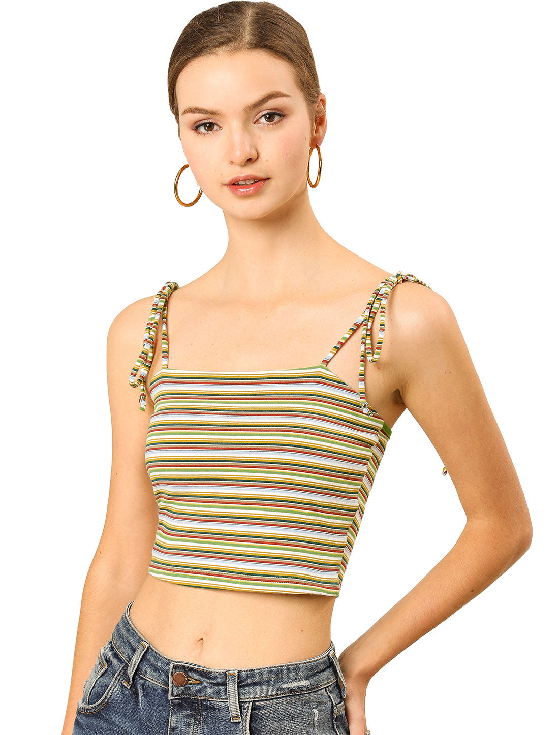 Women's Cami Tube Top Tie Spaghetti Straps Sleeveless Summer Crop Top (Available in Plus Size)