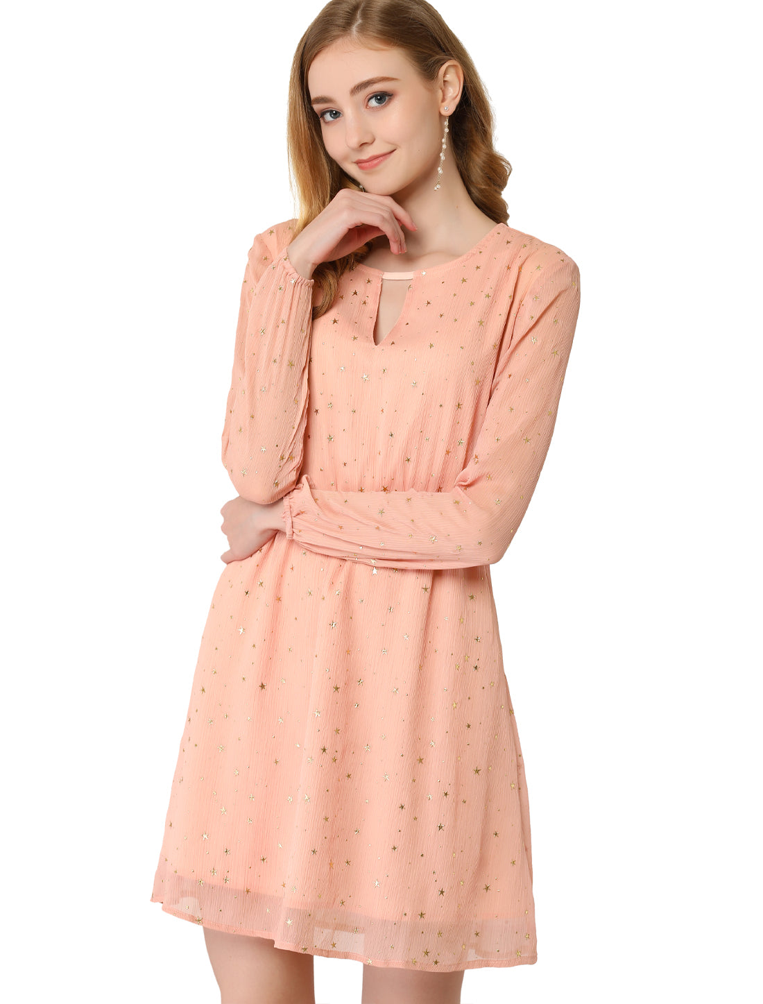 Women's Choker V Neck Gilding Metallic Star Flared A-Line Dress