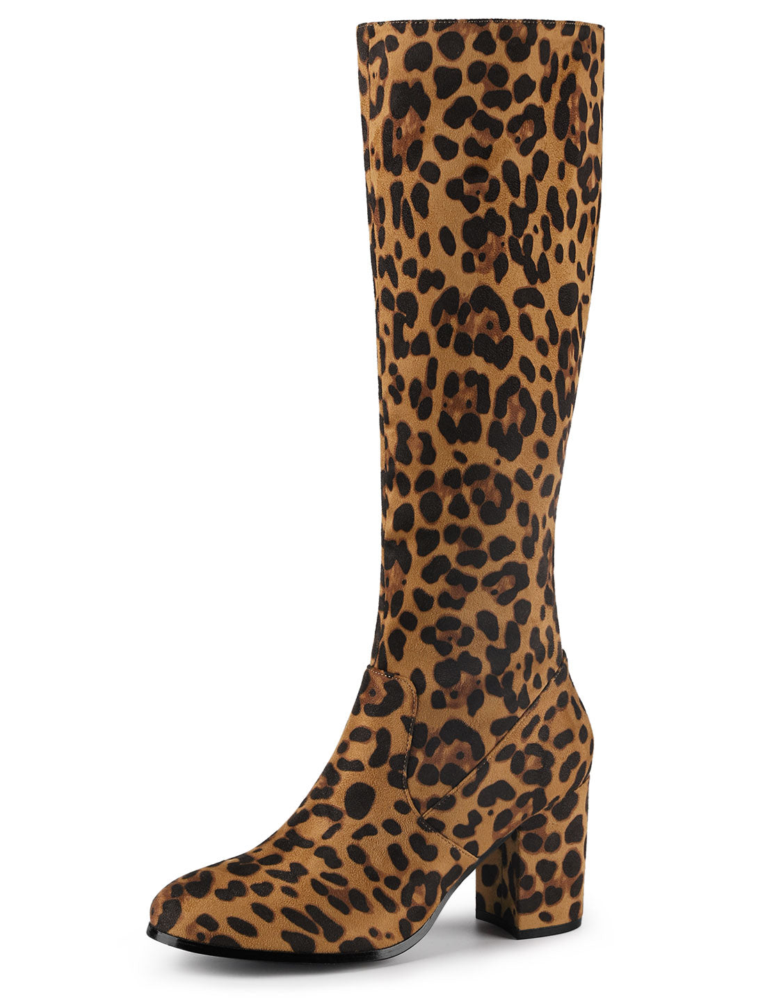 Women's Side Zipper Knee High Boots Chunky Heel Knee Boots, Deep Colors