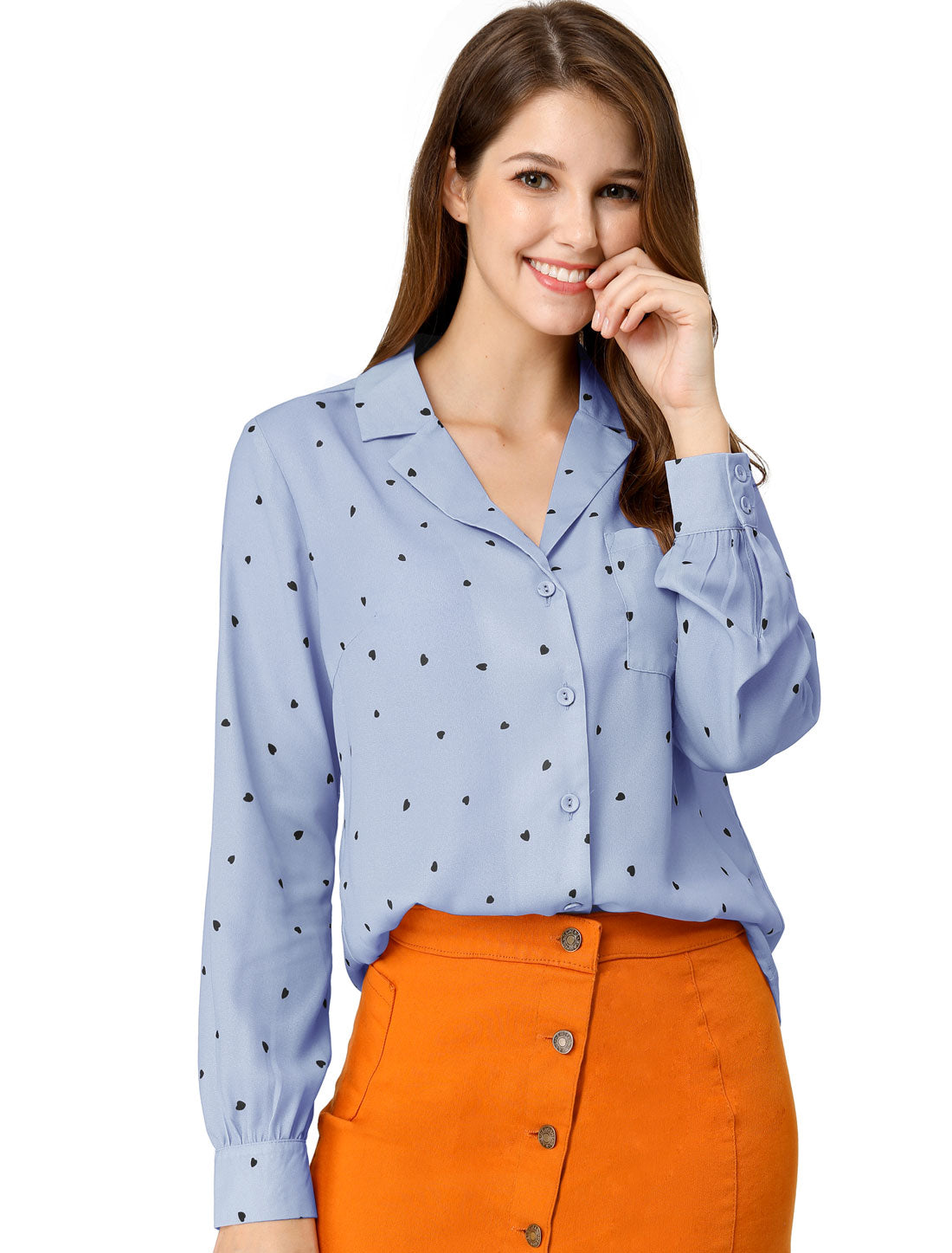 Women's Long Sleeve Printed Button Down Top (Available in Plus Size)