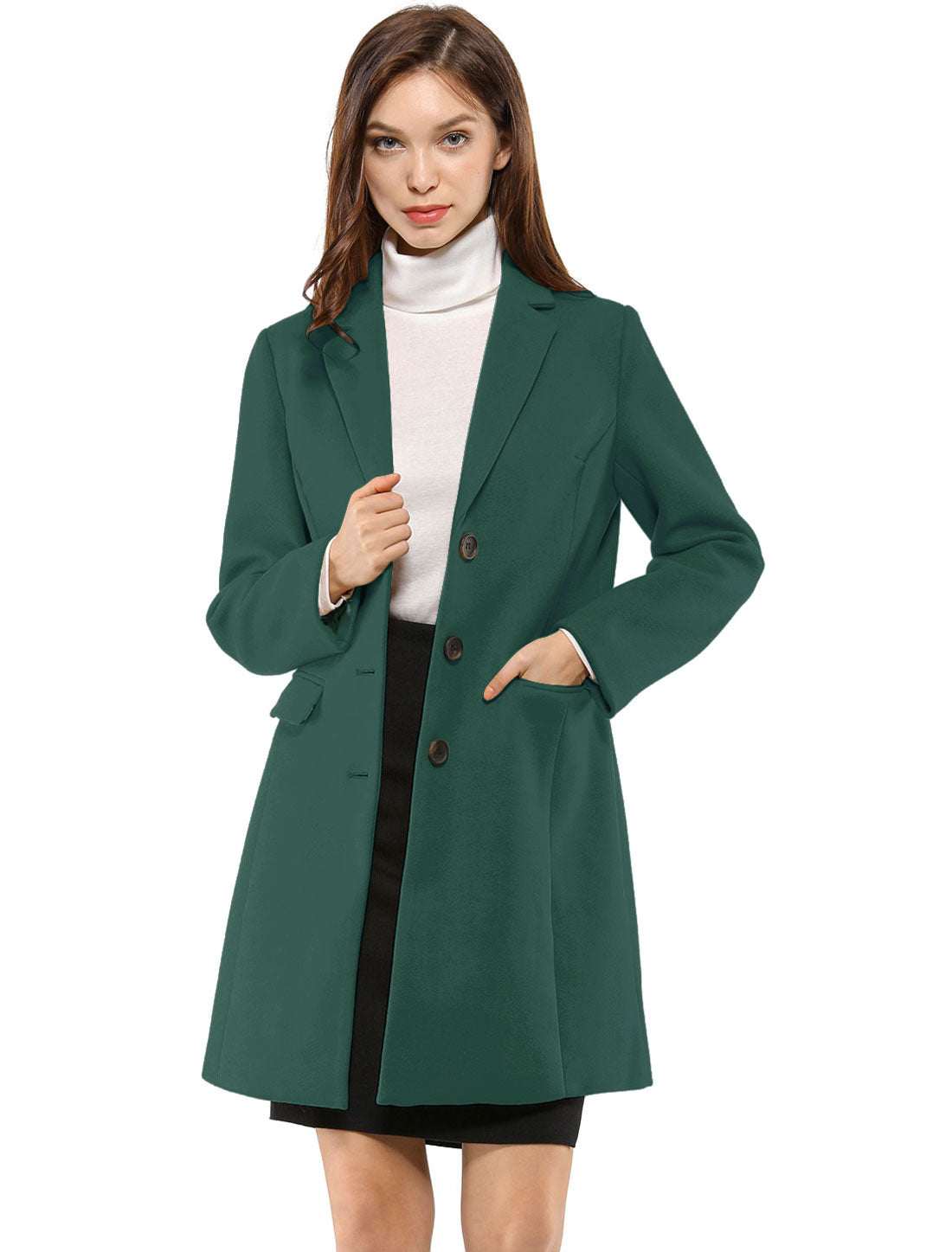 Women's Winter Coats Single Breasted Long Trench Coat Jackets, Deep Colors