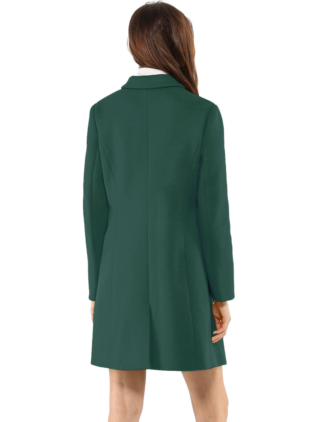 Allegra K Notched Lapel Single Breasted Outwear Winter Coat Green