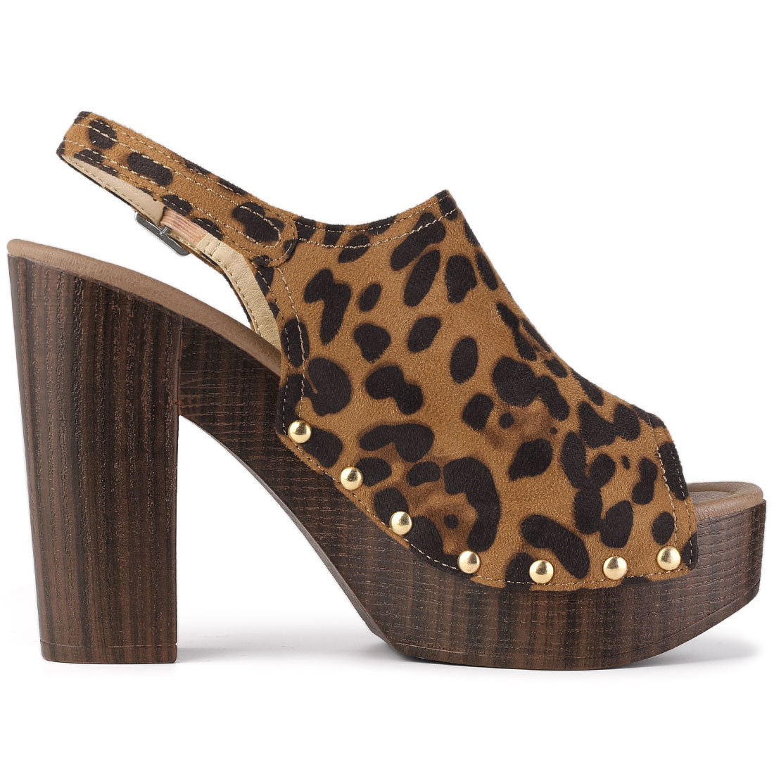 Sandalias de tacón grueso con plataforma y tira trasera para mujer