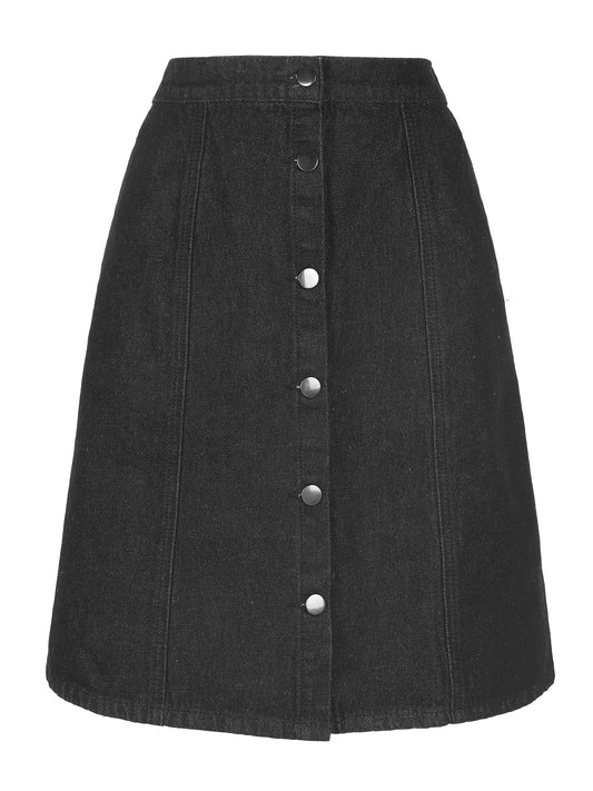 Women's Denim Skirts Summer Casual A-Line Short Button Down Jean Skirt (Available in Plus Size)