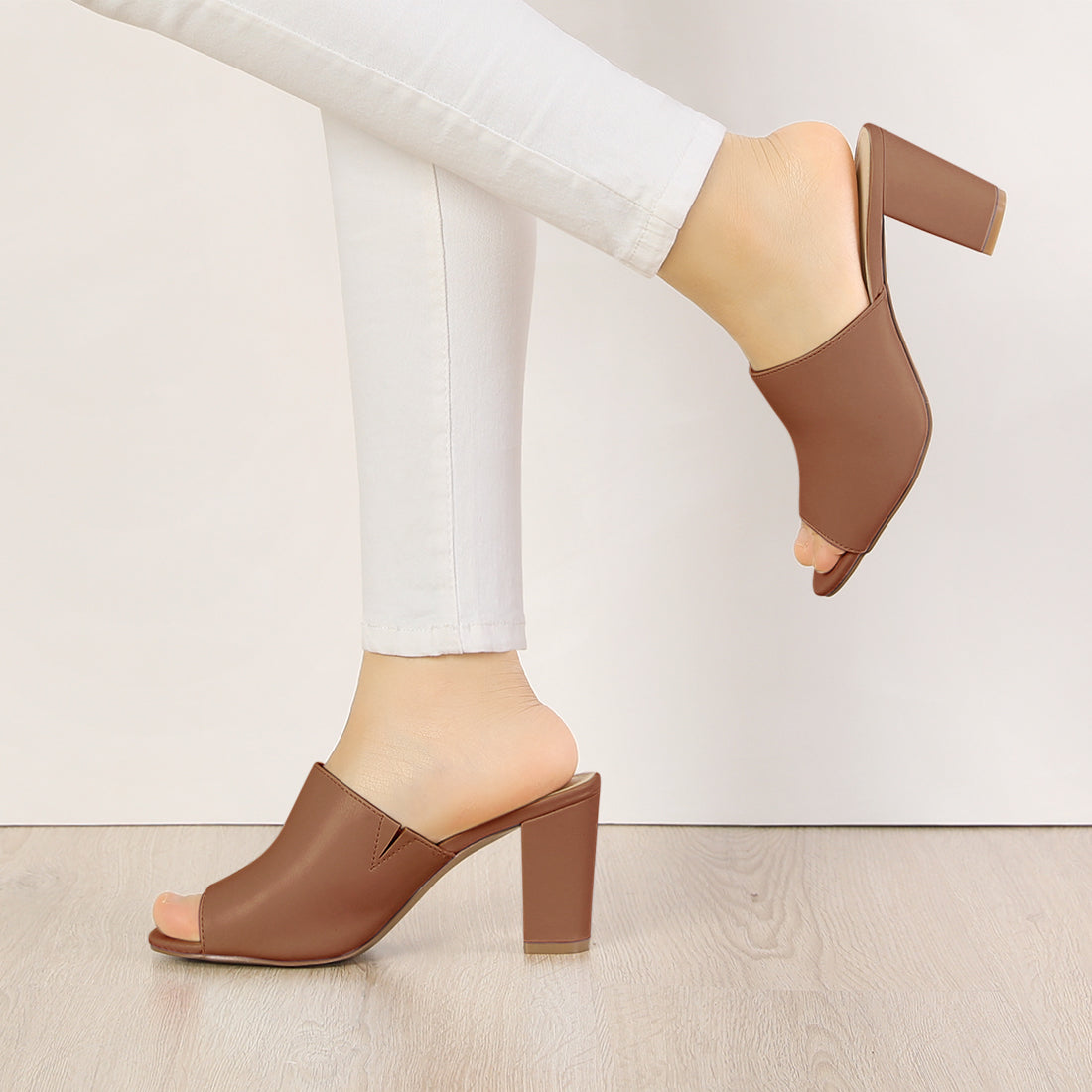 Women's Slip On Block Heel Slide Sandals
