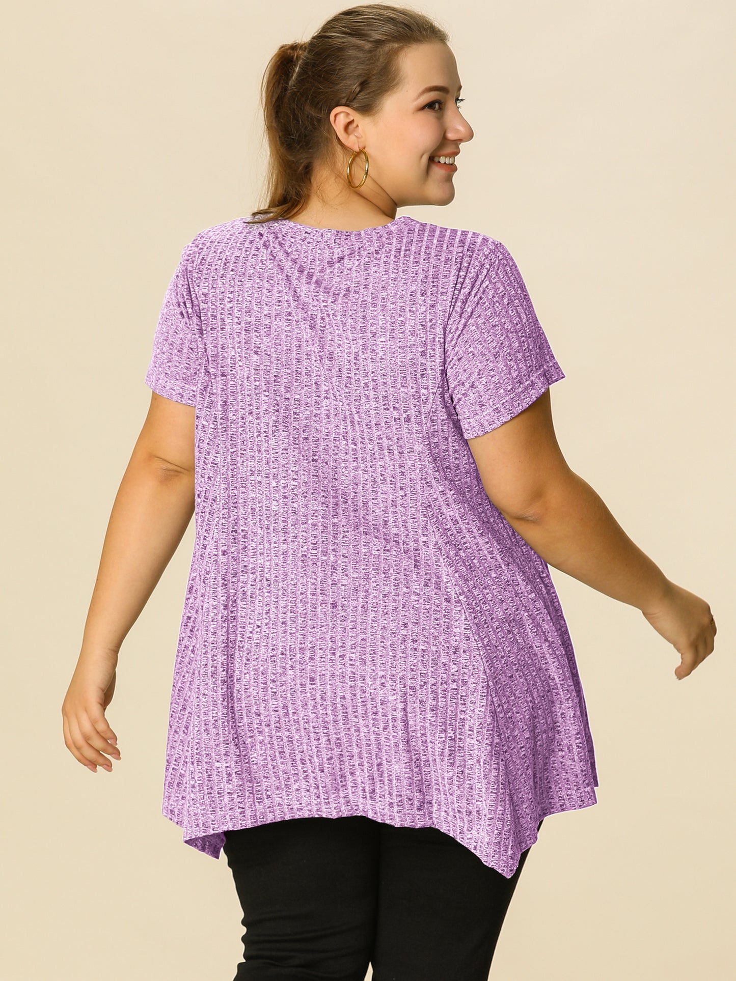 Women's Plus Size Short Sleeve Tunic Handkerchief Hem Summer Casual Top