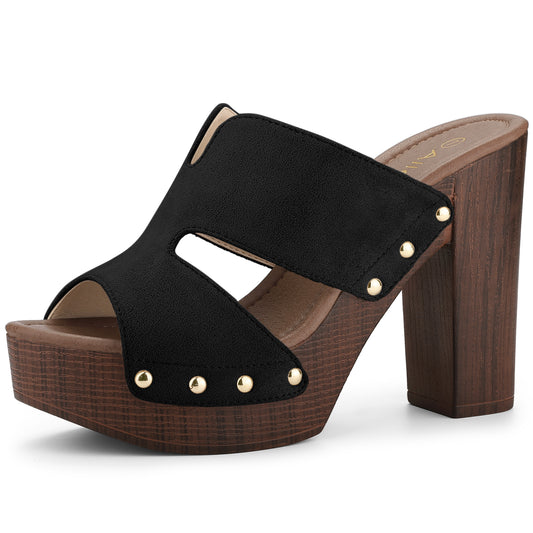 Sandalias de tacón alto con plataforma de ante sintético para mujer