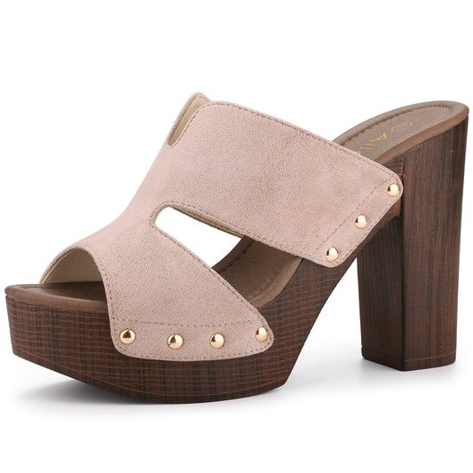 Sandalias de tacón alto con plataforma de ante sintético para mujer