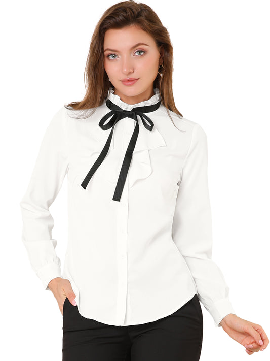 Women's Victorian Gothic Ruffled Lotus Tops Button Down Shirt