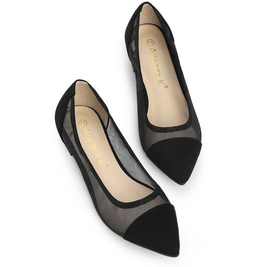 Zapatos planos de malla con punta puntiaguda para mujer