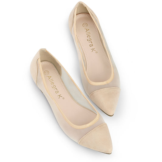 Zapatos planos de malla con punta puntiaguda para mujer