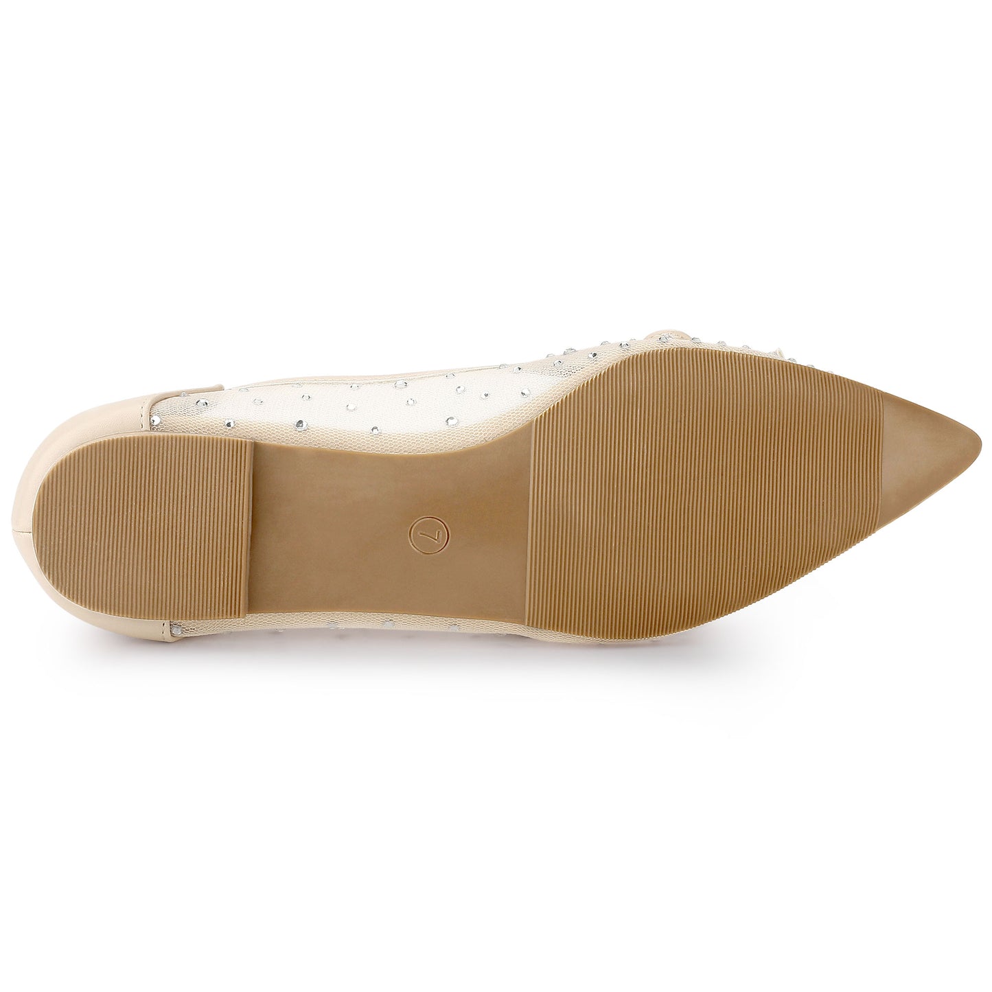Women's Pointed Toe Rhinestone Mesh Ballerina Flats