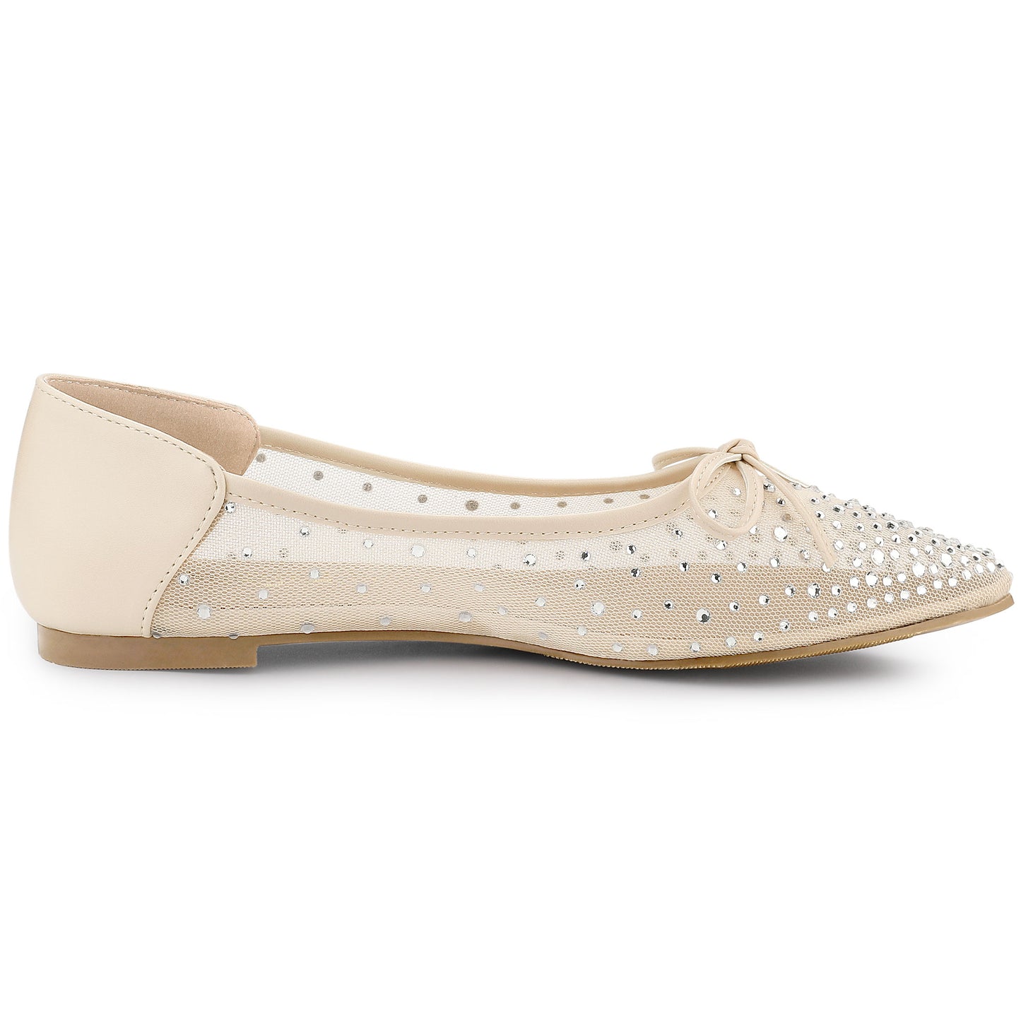 Women's Pointed Toe Rhinestone Mesh Ballerina Flats