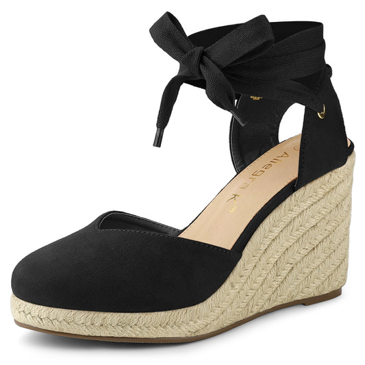 Sandalias de plataforma con cuña y cordones para mujer
