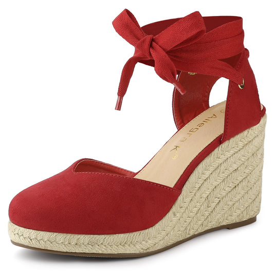 Sandalias de plataforma con cuña y cordones para mujer