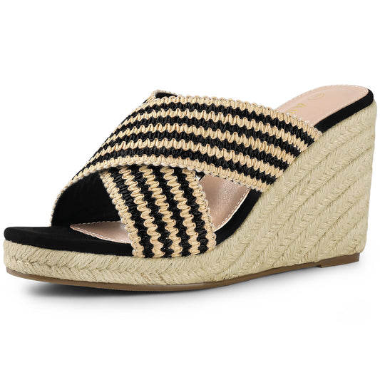 Sandalias de cuña con plataforma y tiras cruzadas para mujer