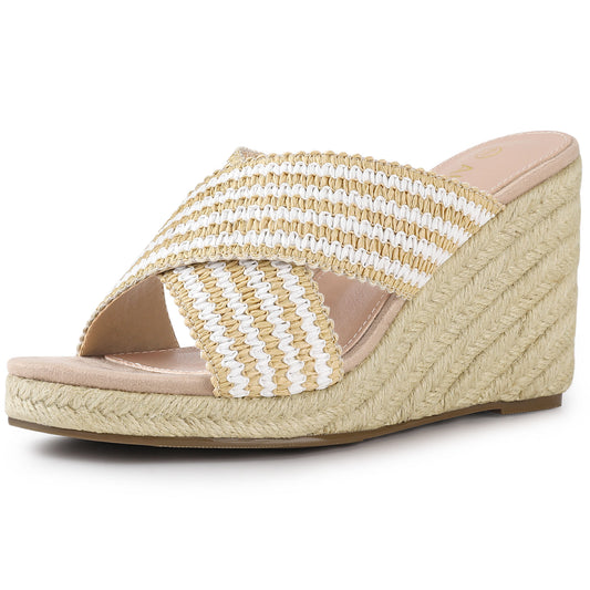 Sandalias de cuña con plataforma y tiras cruzadas para mujer