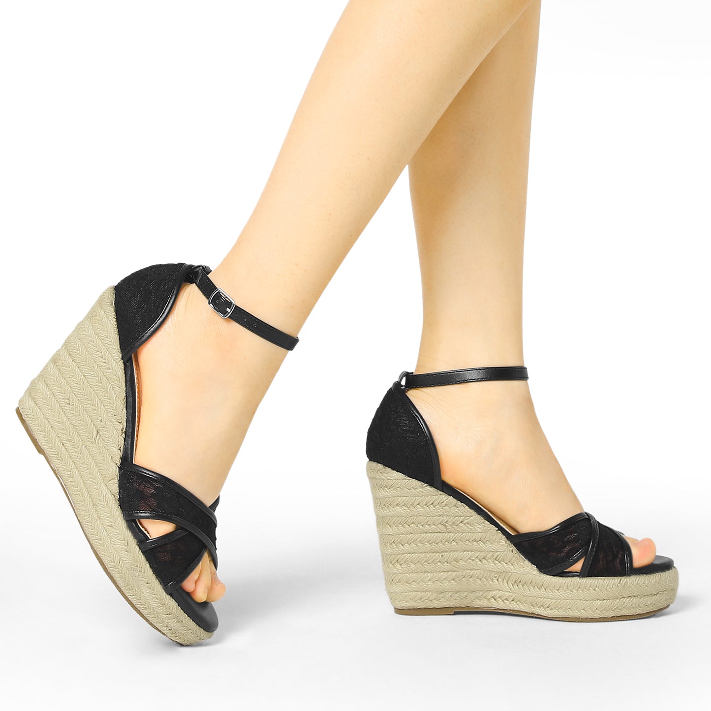 Women's Ankle Strap Espadrille Wedge Heel Sandals