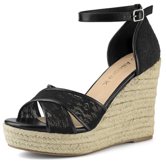 Women's Ankle Strap Espadrille Wedge Heel Sandals