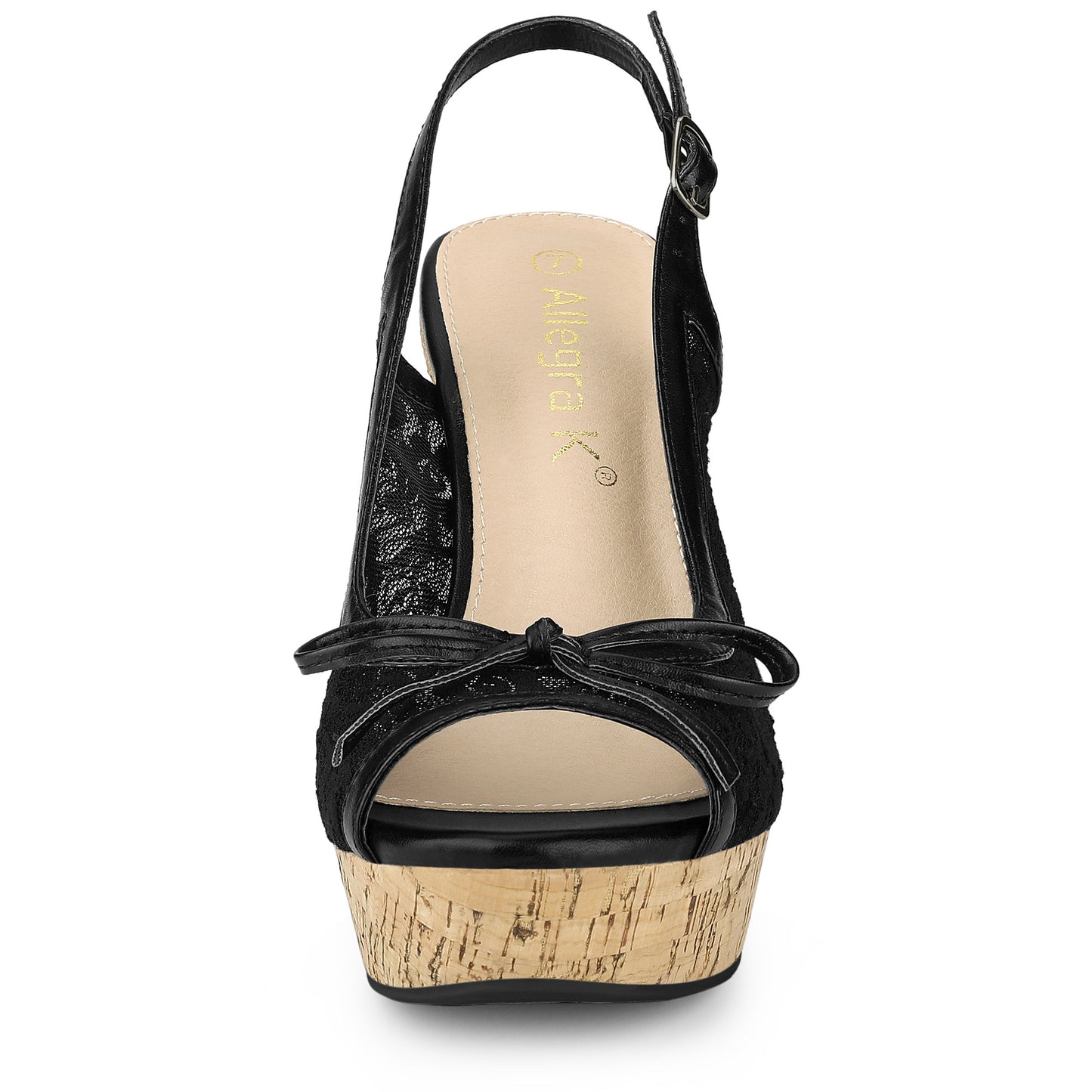 Women's Platform Heels Bow Lace Wedge Mustard Sandals