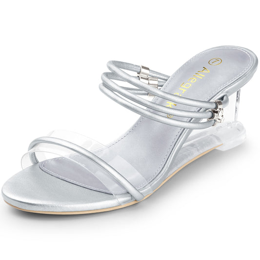 Women's Clear Glass Heel Slide Wedge Heel Wedge Sandals