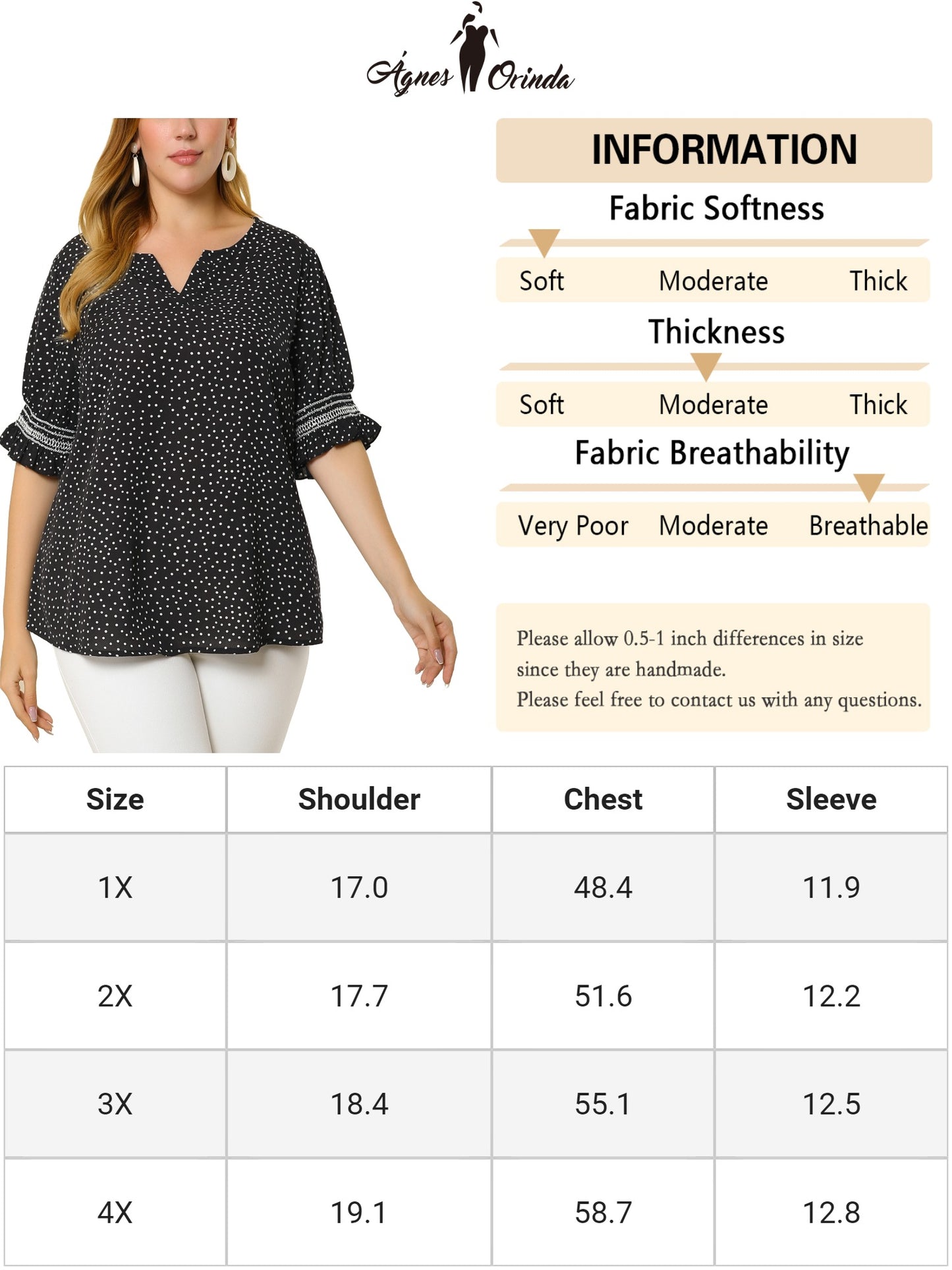 Women's Plus Size Blouse Pin Dots Smocked Floral Boho Blouse