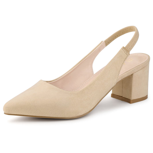Zapatos de tacón de bloque con punta puntiaguda para mujer
