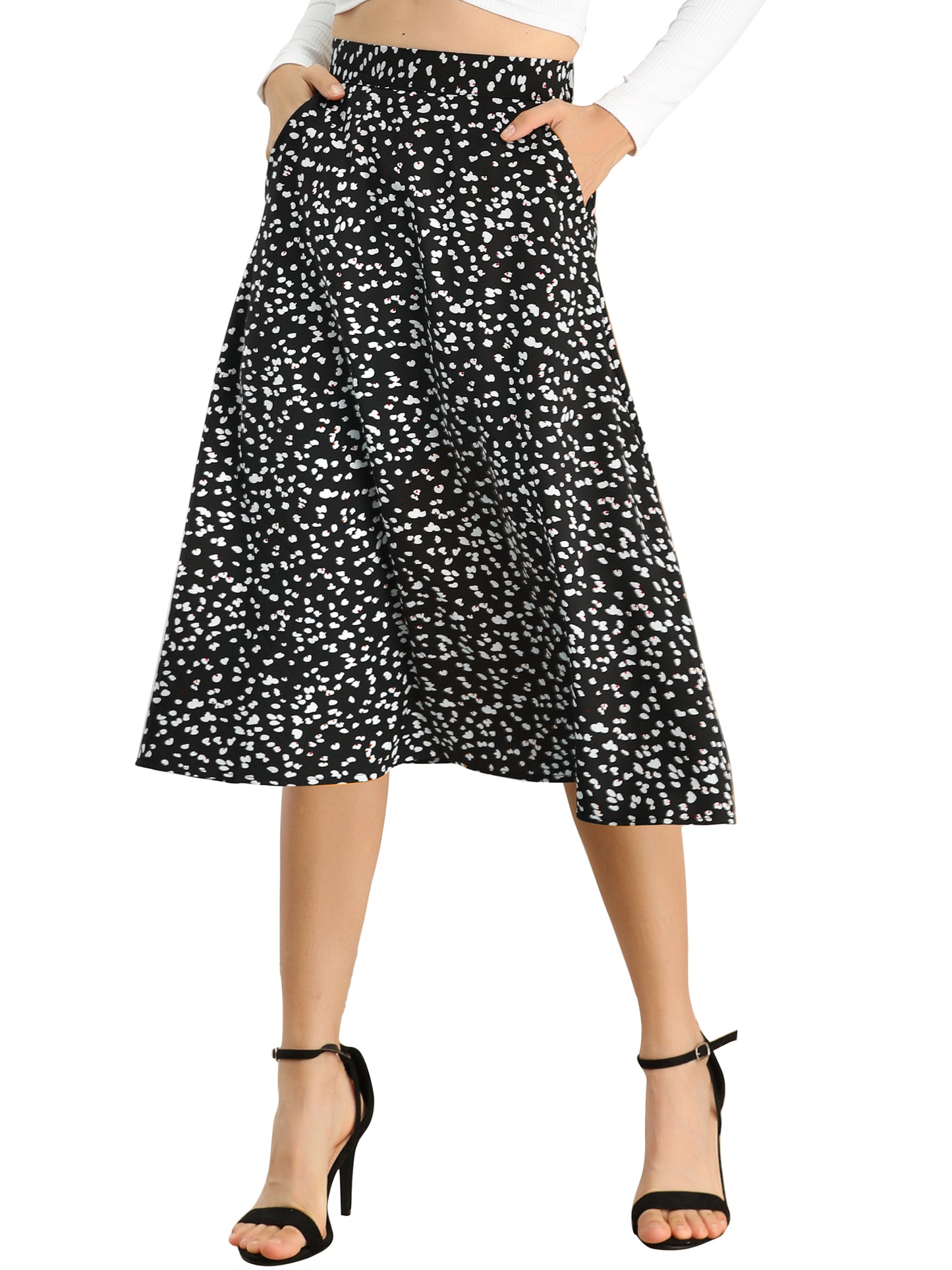 Falda midi de gasa con estampado floral para mujer, corte A, verano