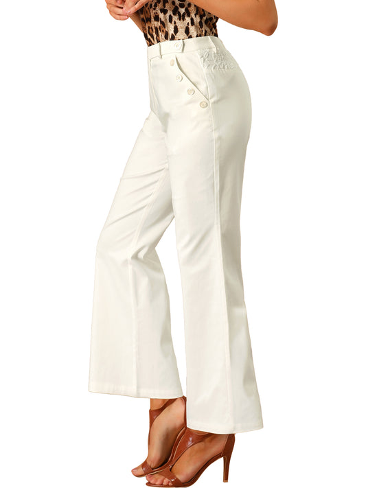 Pantalones largos acampanados de cintura alta para mujer, elegantes pantalones de trabajo