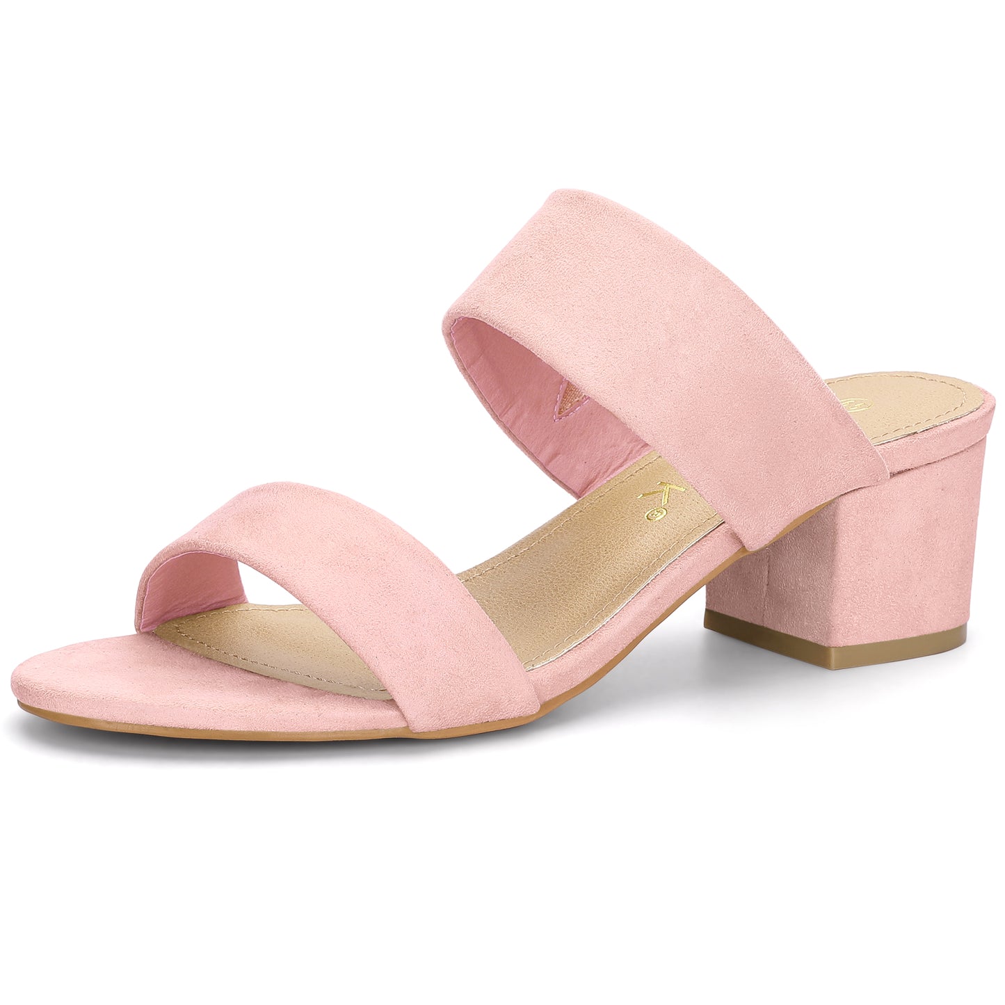 Women's Block Heel Dual Straps Slides Sandals