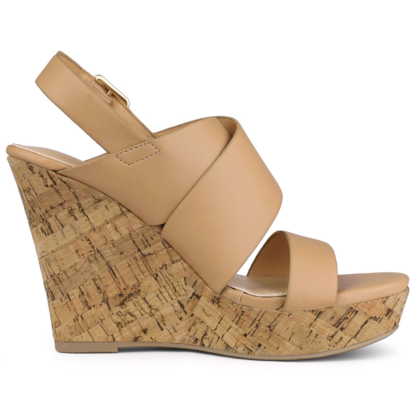 Women's Wood Decoration Strappy Platform Wedge Sandals