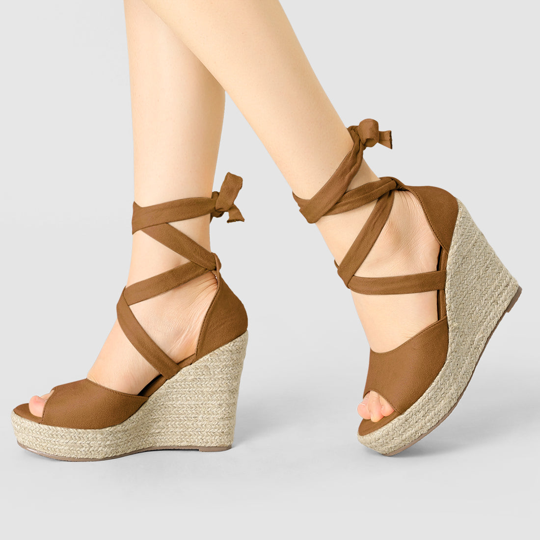 Alpargatas con cordones y plataforma para mujer