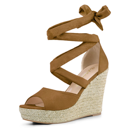 Alpargatas con cordones y plataforma para mujer